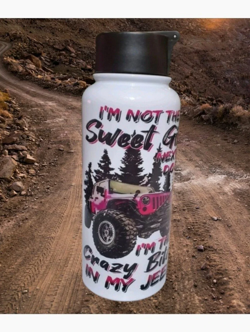 I'M THE Crazy BI*** IN MY JEEP 32oz Hydro Handle Bottle Tumbler 💜sale